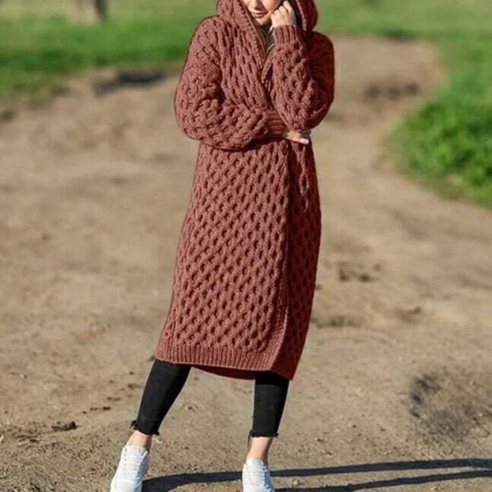 Women’s long hoodie cardigan.